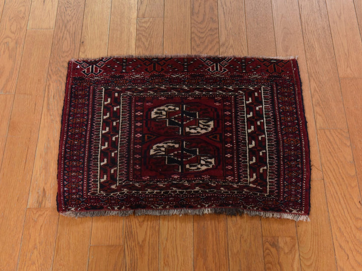 1'6" x 2'1" New Hand Knotted Red Wool Square Oriental Rug - MOA10278916
