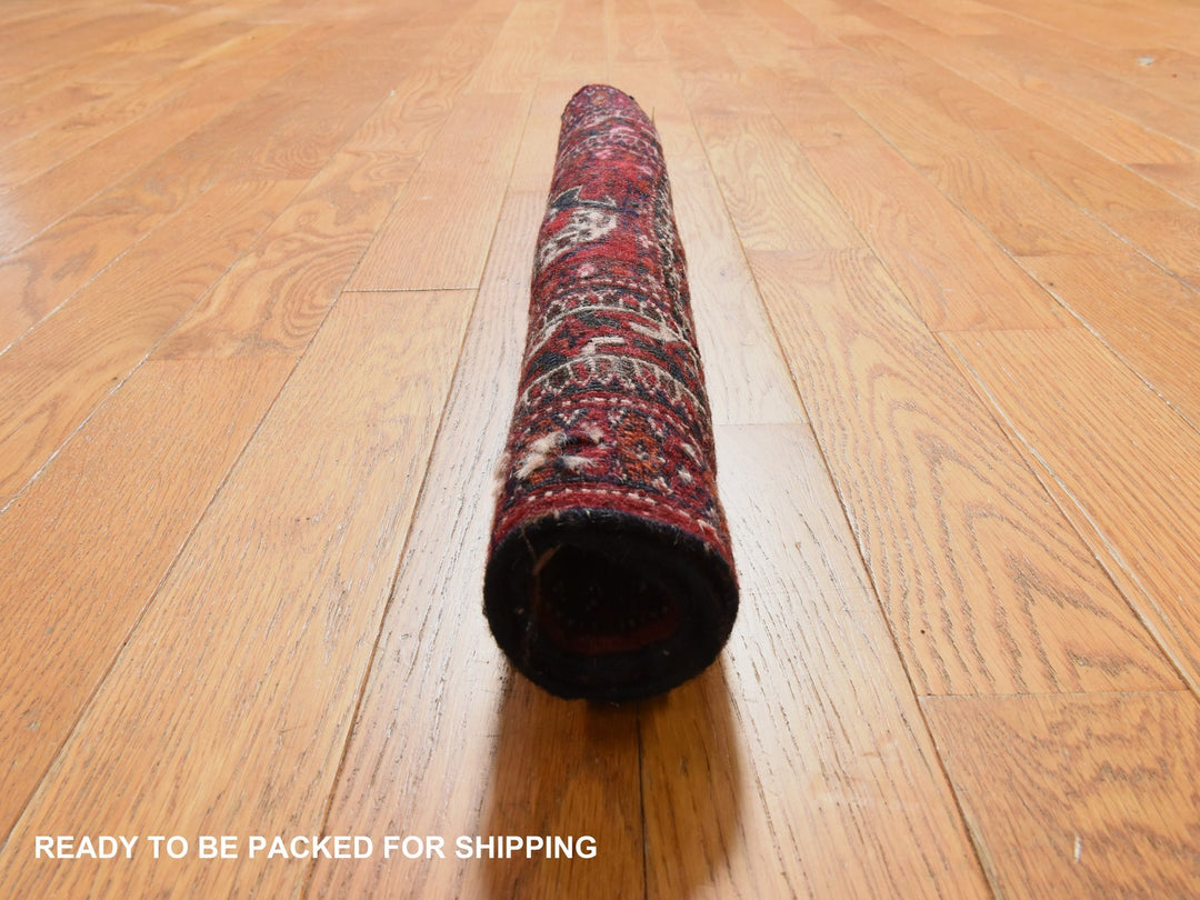 1'6" x 2'1" New Hand Knotted Red Wool Square Oriental Rug - MOA10278916