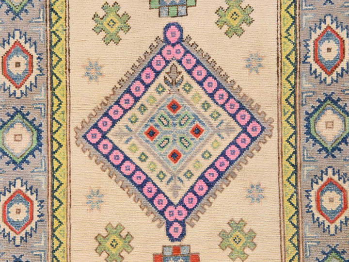 3'2" x 4'10" New Hand Knotted Ivory Wool Rectangle Oriental Rug - MOA10278917