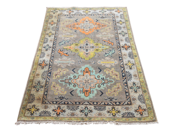 3'3" x 5'0" New Hand Knotted Grey Wool Rectangle Oriental Rug - MOA10278918