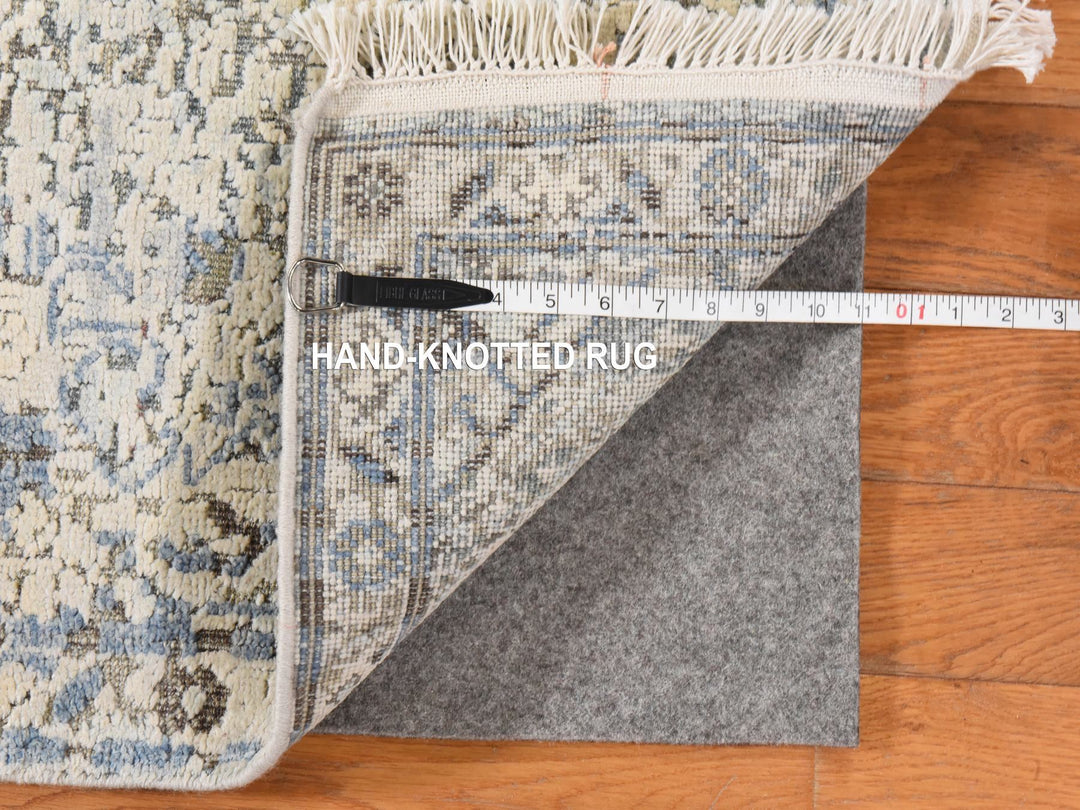 2'6" x 6'0" New Hand Knotted Ivory Wool & Silk Runner Oriental Rug - MOA10278921