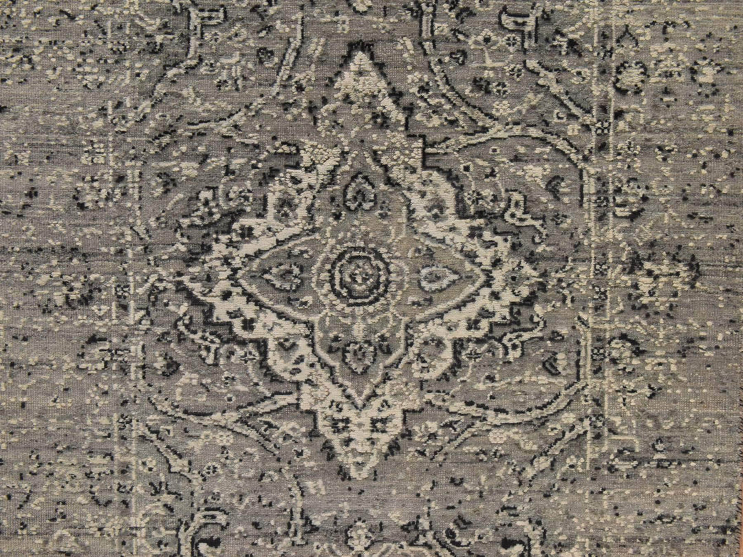 3'1" x 5'1" New Hand Knotted Grey Wool & Silk Rectangle Oriental Rug - MOA10278922