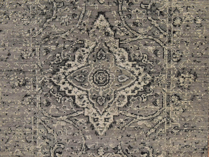 3'1" x 5'1" New Hand Knotted Grey Wool & Silk Rectangle Oriental Rug - MOA10278922