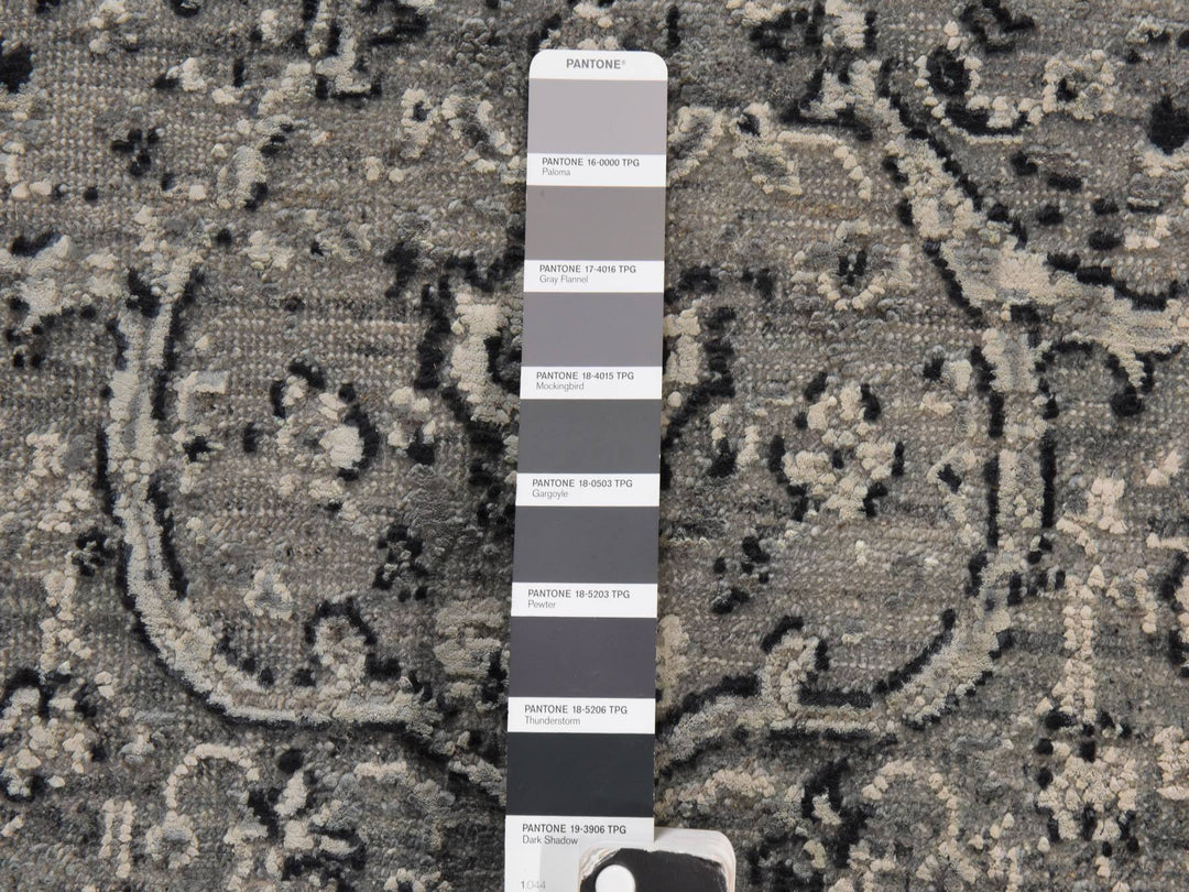 3'1" x 5'1" New Hand Knotted Grey Wool & Silk Rectangle Oriental Rug - MOA10278922