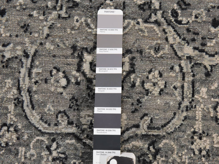 3'1" x 5'1" New Hand Knotted Grey Wool & Silk Rectangle Oriental Rug - MOA10278922