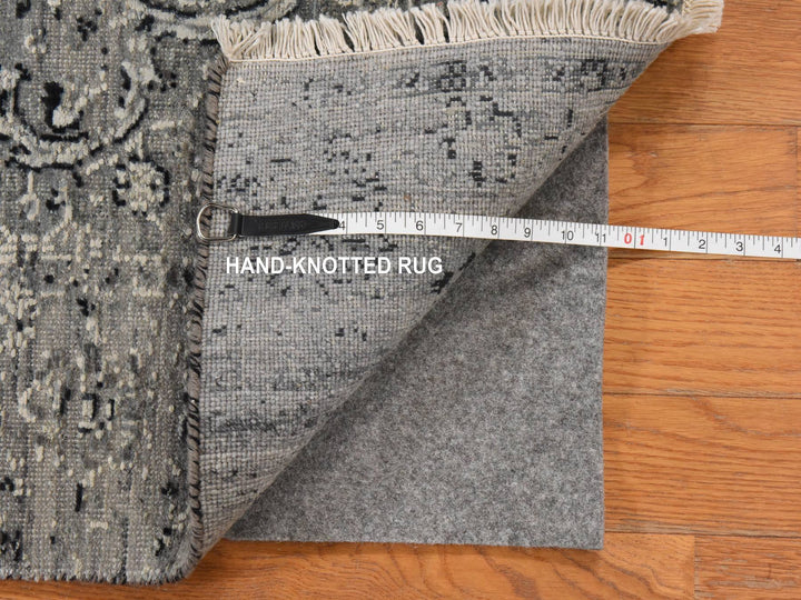 3'1" x 5'1" New Hand Knotted Grey Wool & Silk Rectangle Oriental Rug - MOA10278922