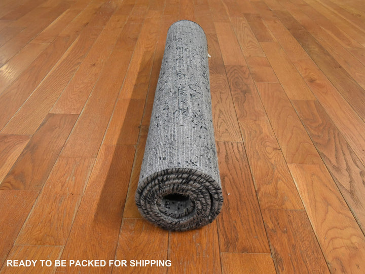 3'1" x 5'1" New Hand Knotted Grey Wool & Silk Rectangle Oriental Rug - MOA10278922
