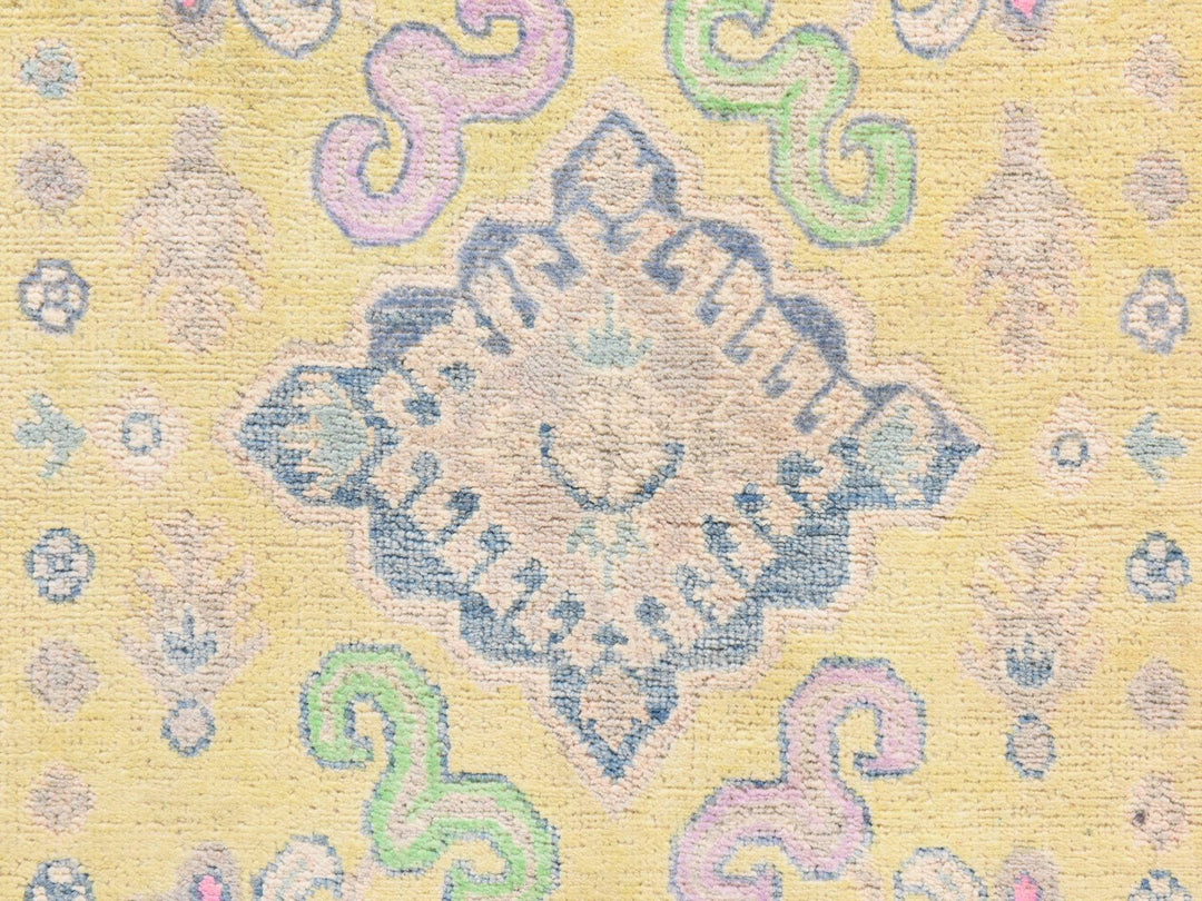 3'3" x 4'8" New Hand Knotted Yellow Wool Rectangle Oriental Rug - MOA10278924