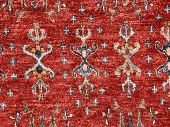 9'7" x 9'7" New Hand Knotted Red Wool Round Oriental Rug - MOA10278925