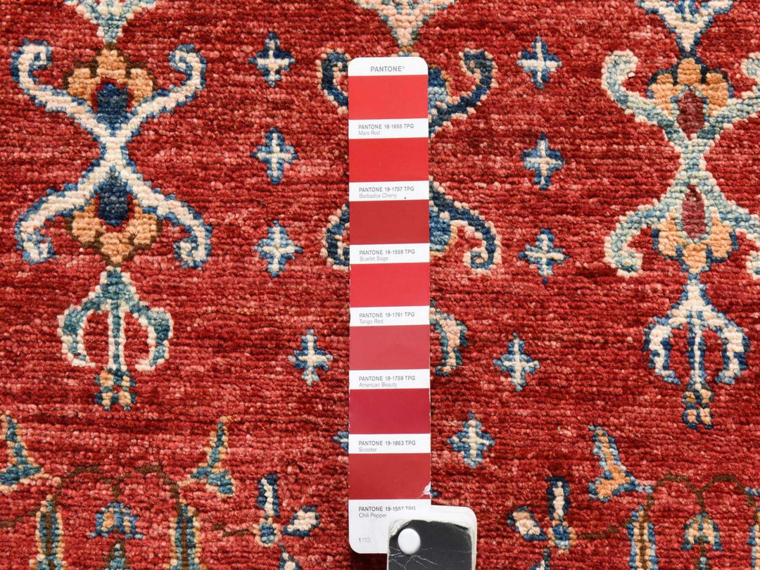 9'7" x 9'7" New Hand Knotted Red Wool Round Oriental Rug - MOA10278925