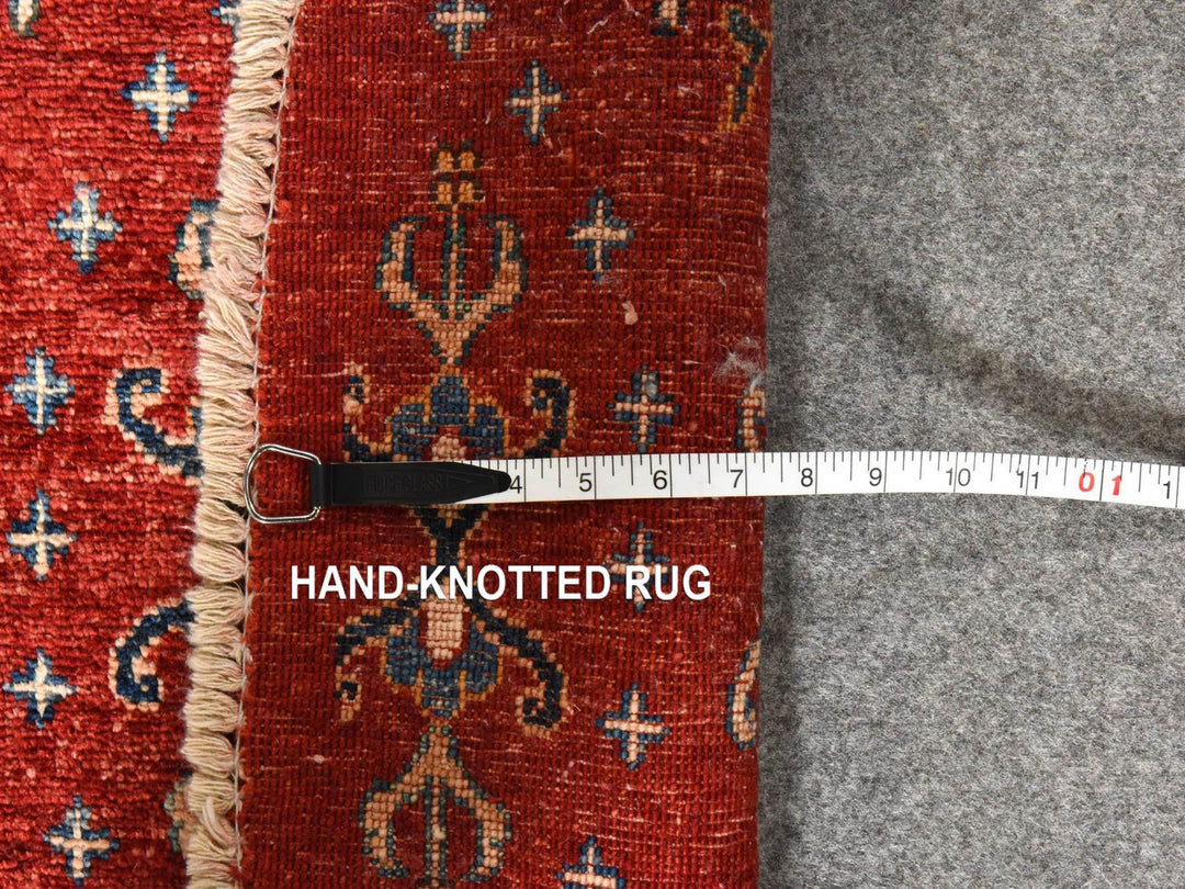 9'7" x 9'7" New Hand Knotted Red Wool Round Oriental Rug - MOA10278925