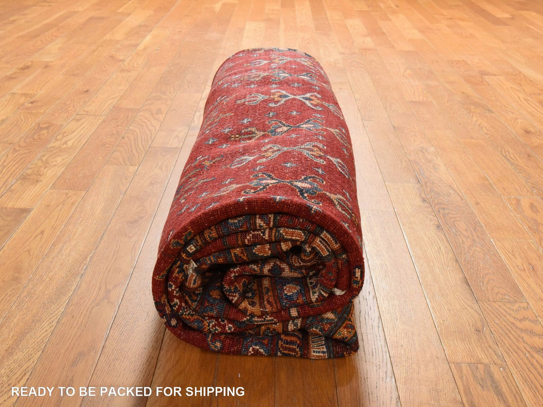 9'7" x 9'7" New Hand Knotted Red Wool Round Oriental Rug - MOA10278925