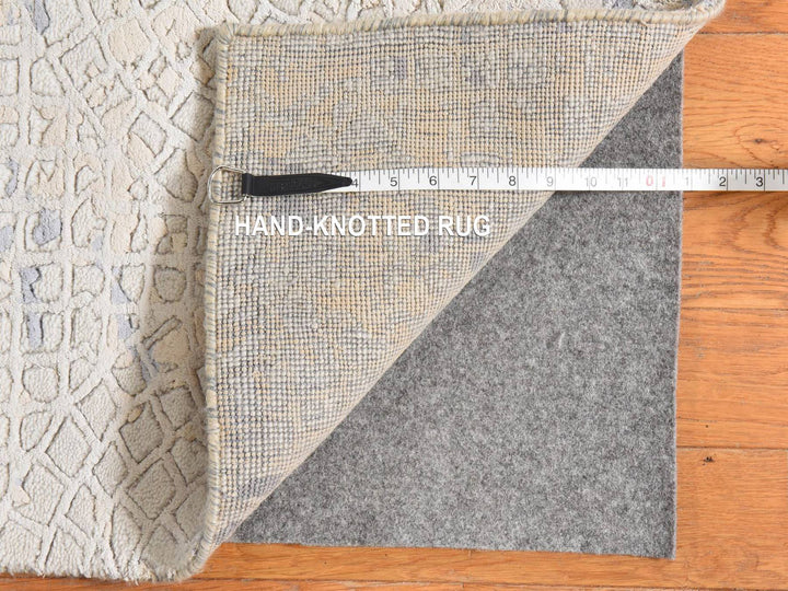 3'0" x 5'0" New Hand Knotted Beige Wool & Silk Rectangle Oriental Rug - MOA10278926