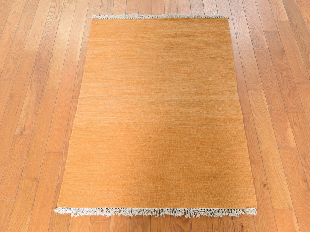 2'8" x 3'8" New Hand Woven Orange Wool Rectangle Oriental Rug - MOA10278927