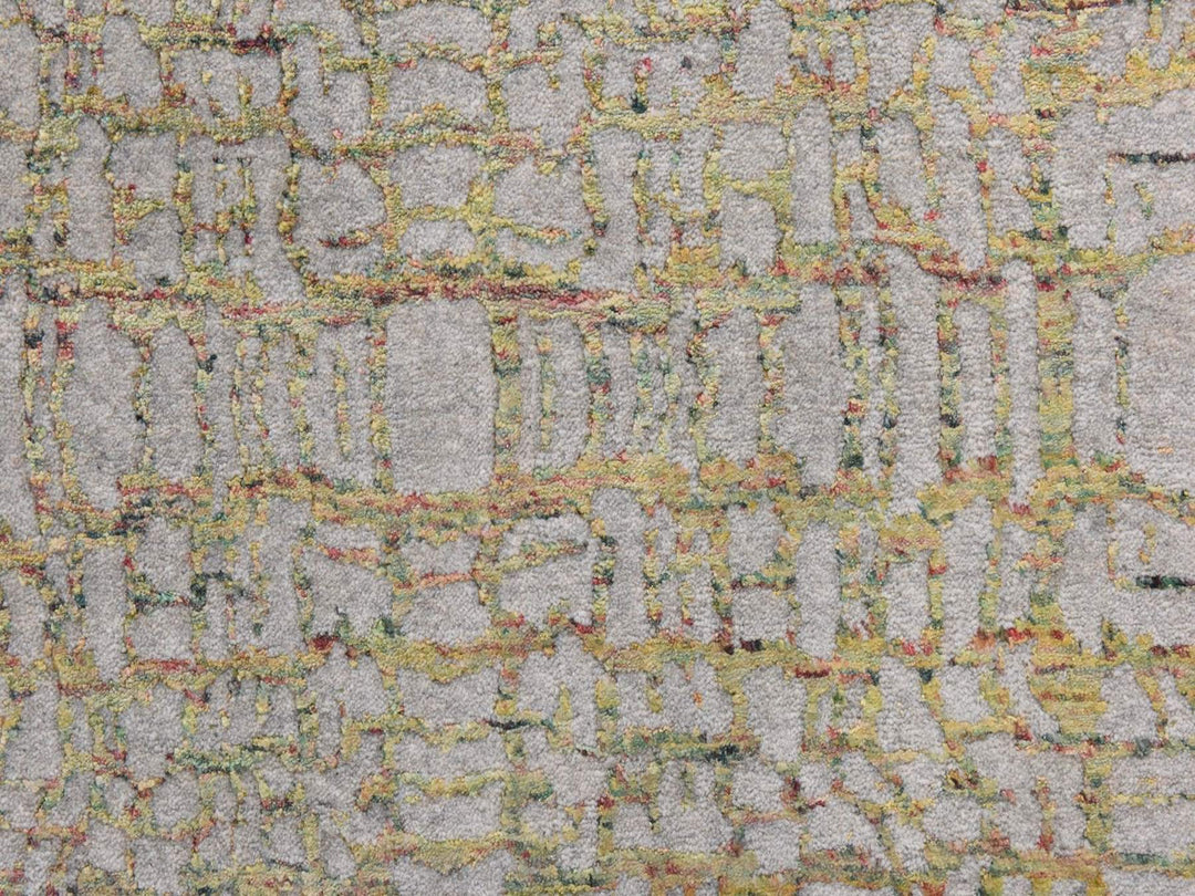 9'0" x 11'7" New Hand Loomed Grey Wool & Silk Rectangle Oriental Rug - MOA10278928