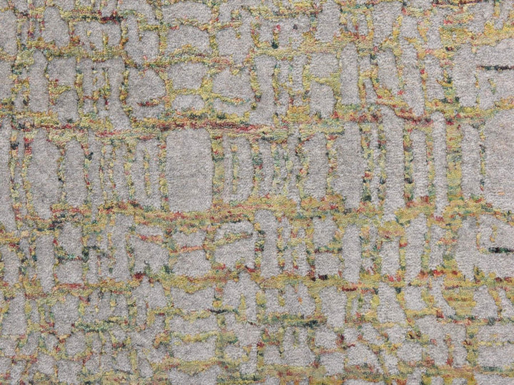 9'0" x 11'7" New Hand Loomed Grey Wool & Silk Rectangle Oriental Rug - MOA10278928