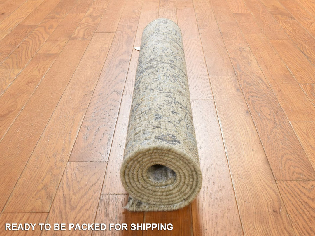 2'6" x 6'2" New Hand Knotted Ivory Silk Runner Oriental Rug - MOA10278929
