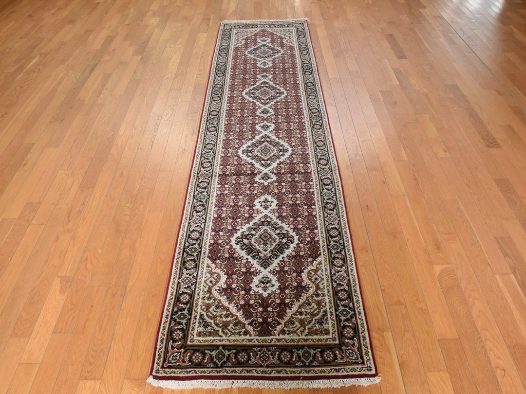2'8" x 10'1" New Hand Knotted Red Wool Runner Oriental Rug - MOA10278931