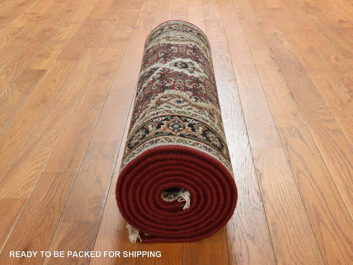 2'8" x 10'1" New Hand Knotted Red Wool Runner Oriental Rug - MOA10278931