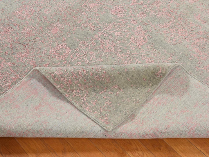 9'0" x 12'0" New Hand Loomed Pink Wool & Silk Rectangle Oriental Rug - MOA10278933