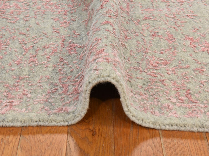 9'0" x 12'0" New Hand Loomed Pink Wool & Silk Rectangle Oriental Rug - MOA10278933