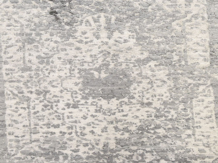 2'7" x 12'0" New Hand Knotted Grey Wool & Silk Runner Oriental Rug - MOA10278934