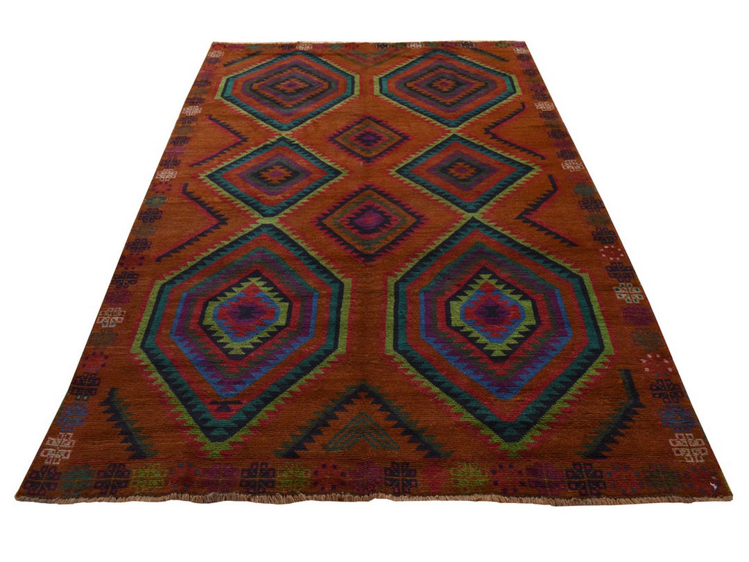 6'0" x 8'0" New Hand Knotted Brown Wool Rectangle Oriental Rug - MOA10278935