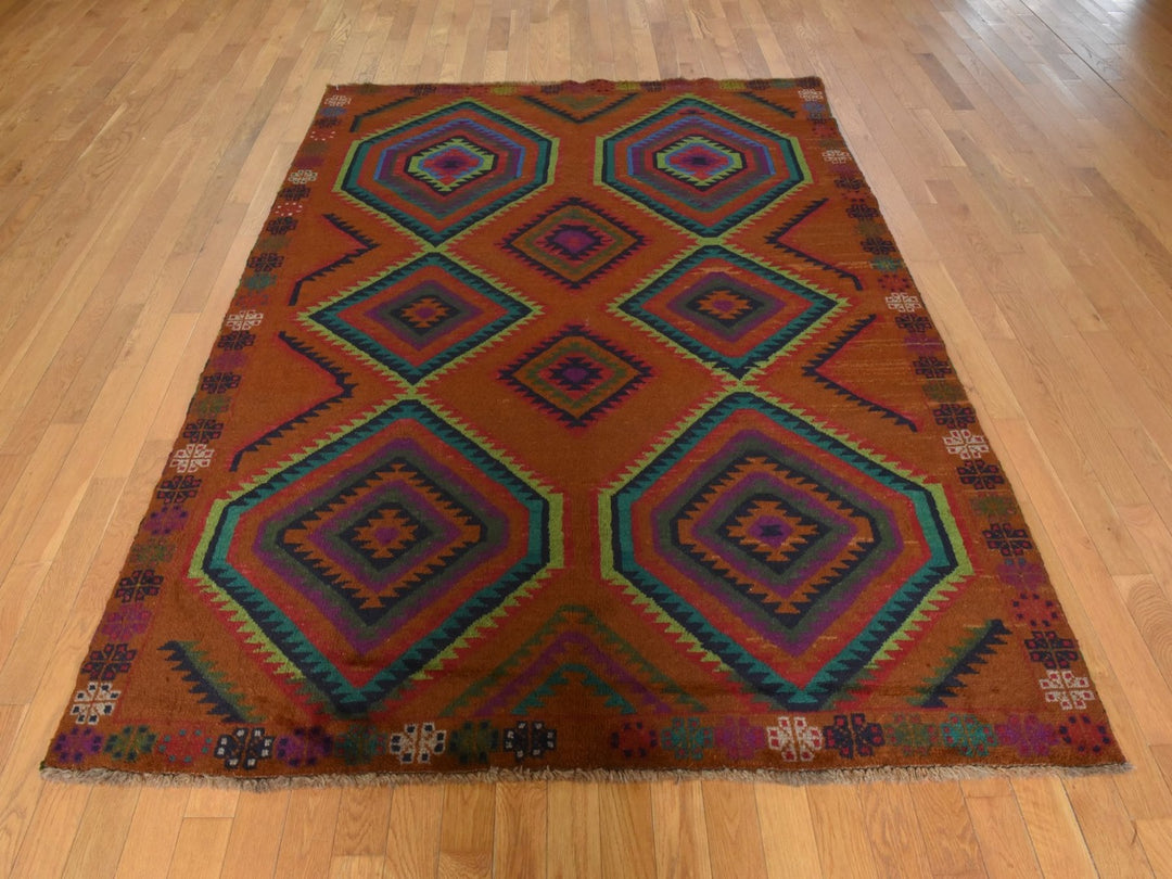6'0" x 8'0" New Hand Knotted Brown Wool Rectangle Oriental Rug - MOA10278935