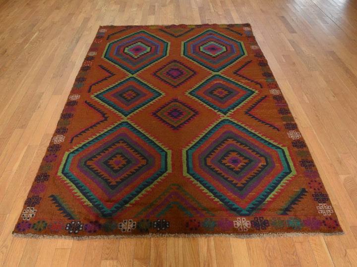 6'0" x 8'0" New Hand Knotted Brown Wool Rectangle Oriental Rug - MOA10278935