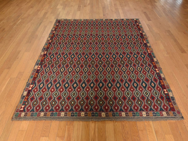 6'2" x 7'3" New Hand Knotted Grey Wool Rectangle Oriental Rug - MOA10278936
