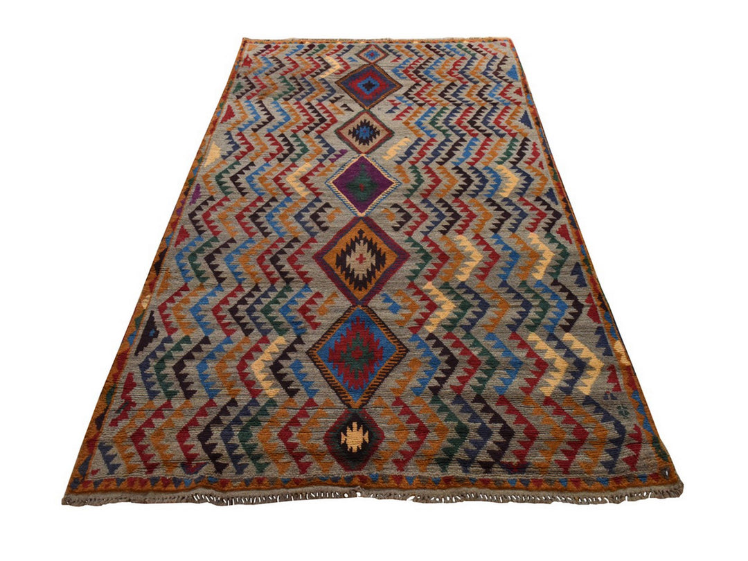 5'8" x 7'6" New Hand Knotted Grey Wool Rectangle Oriental Rug - MOA10278937