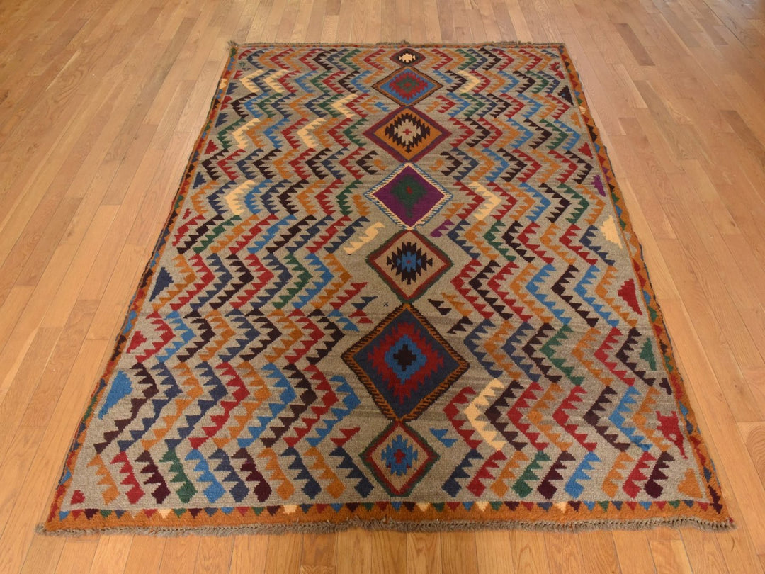 5'8" x 7'6" New Hand Knotted Grey Wool Rectangle Oriental Rug - MOA10278937