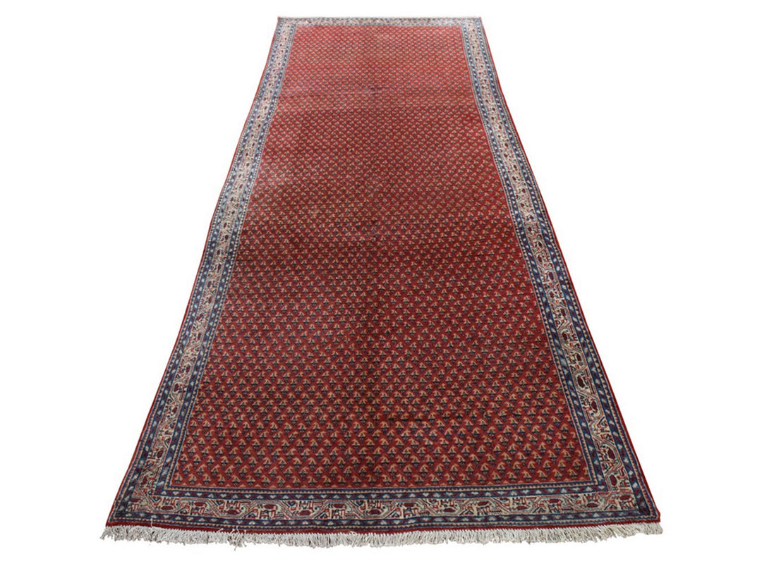 4'6" x 10'9" Vintage Hand Knotted Red Wool Runner Oriental Rug - MOA10278939
