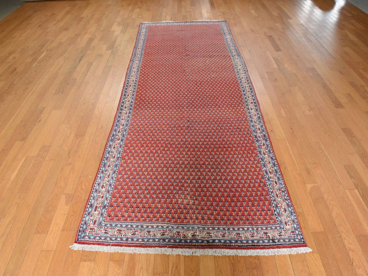 4'6" x 10'9" Vintage Hand Knotted Red Wool Runner Oriental Rug - MOA10278939