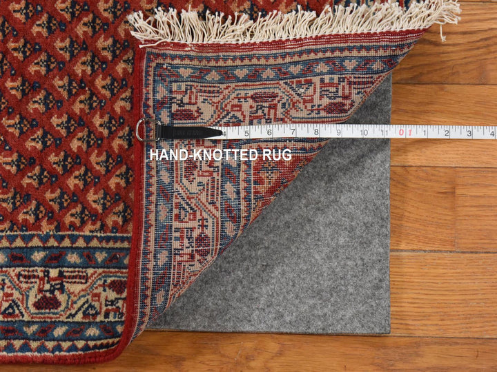 4'6" x 10'9" Vintage Hand Knotted Red Wool Runner Oriental Rug - MOA10278939