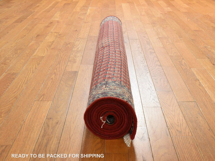 4'6" x 10'9" Vintage Hand Knotted Red Wool Runner Oriental Rug - MOA10278939