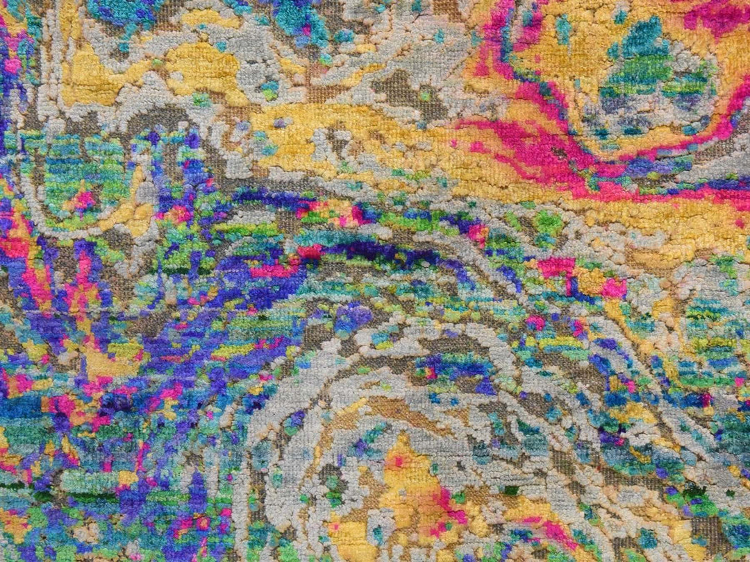3'0" x 10'0" New Hand Knotted Multicolored Wool & Silk Runner Oriental Rug - MOA10278941