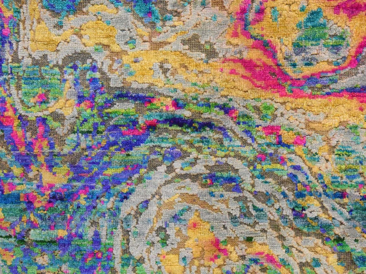 3'0" x 10'0" New Hand Knotted Multicolored Wool & Silk Runner Oriental Rug - MOA10278941