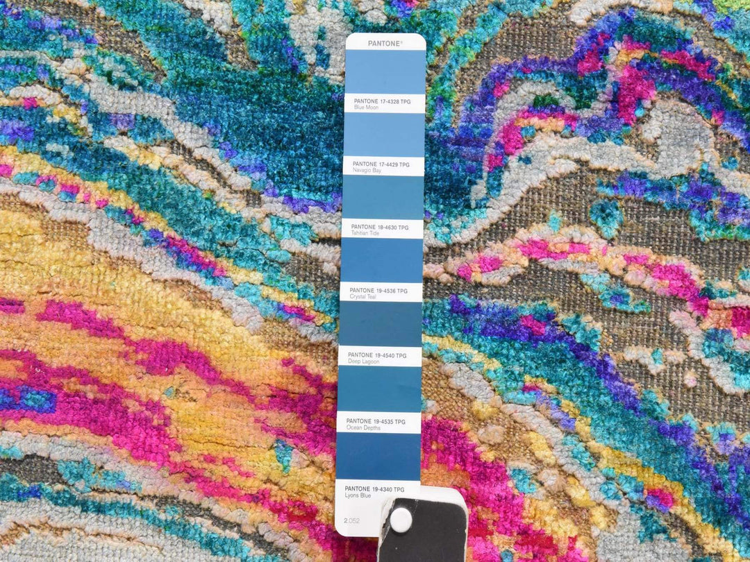 3'0" x 10'0" New Hand Knotted Multicolored Wool & Silk Runner Oriental Rug - MOA10278941