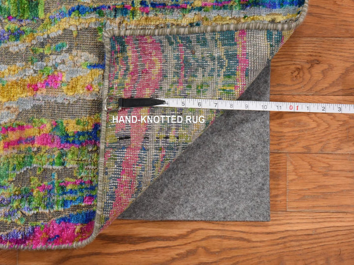 3'0" x 10'0" New Hand Knotted Multicolored Wool & Silk Runner Oriental Rug - MOA10278941
