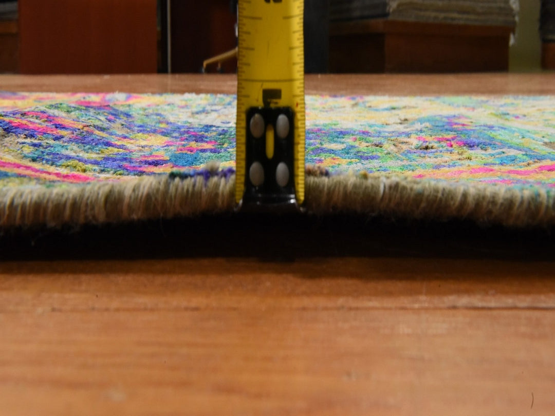 3'0" x 10'0" New Hand Knotted Multicolored Wool & Silk Runner Oriental Rug - MOA10278941