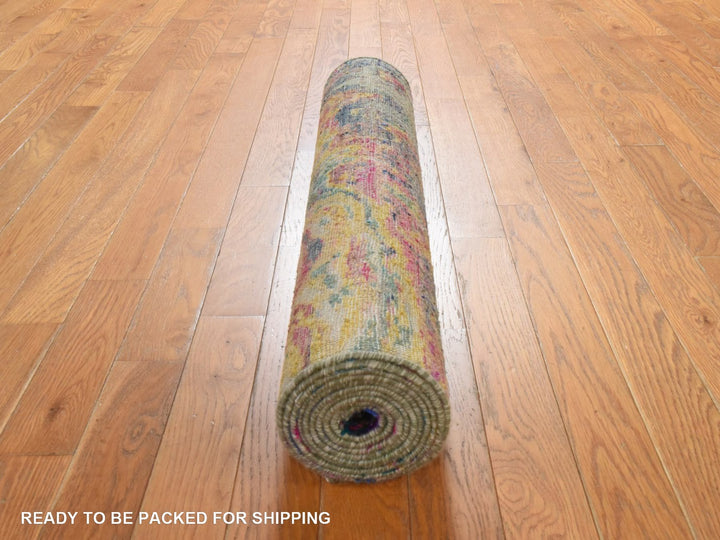 3'0" x 10'0" New Hand Knotted Multicolored Wool & Silk Runner Oriental Rug - MOA10278941