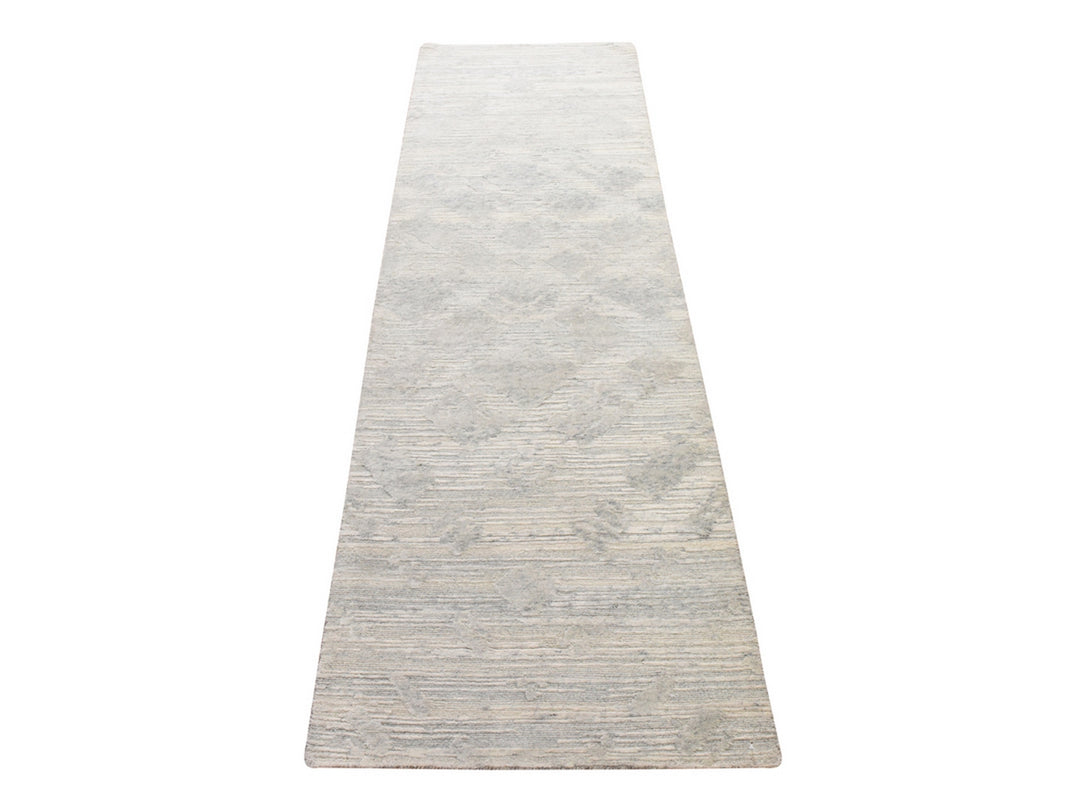 2'6" x 8'0" New Hand Knotted Grey Wool Runner Oriental Rug - MOA10278943