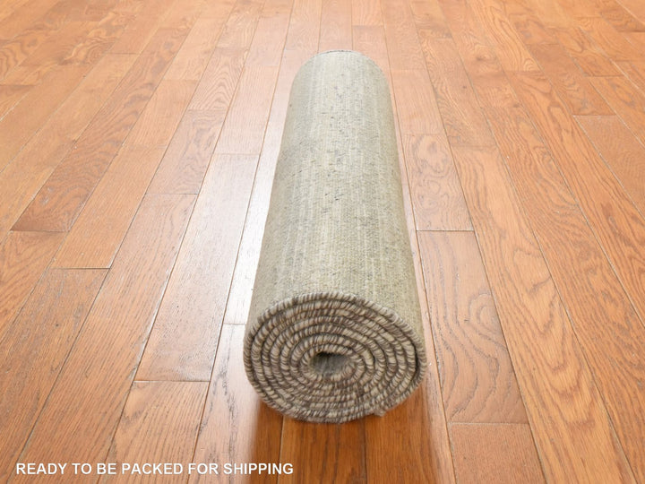 2'6" x 8'0" New Hand Knotted Grey Wool Runner Oriental Rug - MOA10278943
