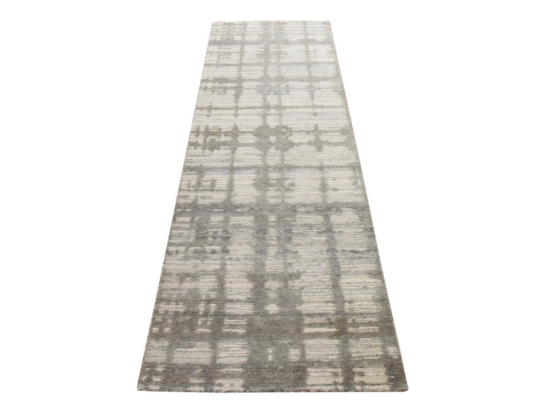 2'6" x 8'0" New Hand Knotted Ivory Wool Runner Oriental Rug - MOA10278944