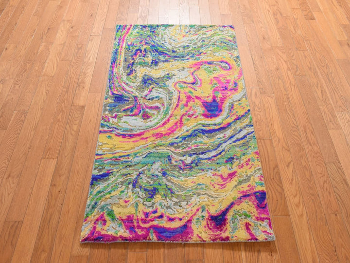 3'0" x 5'0" New Hand Knotted Multicolored Wool & Silk Rectangle Oriental Rug - MOA10278947