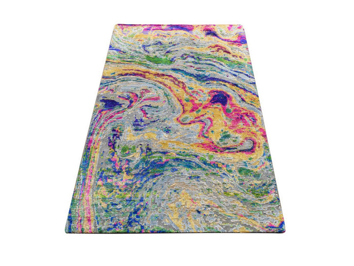 3'0" x 5'0" New Hand Knotted Multicolored Wool & Silk Rectangle Oriental Rug - MOA10278949