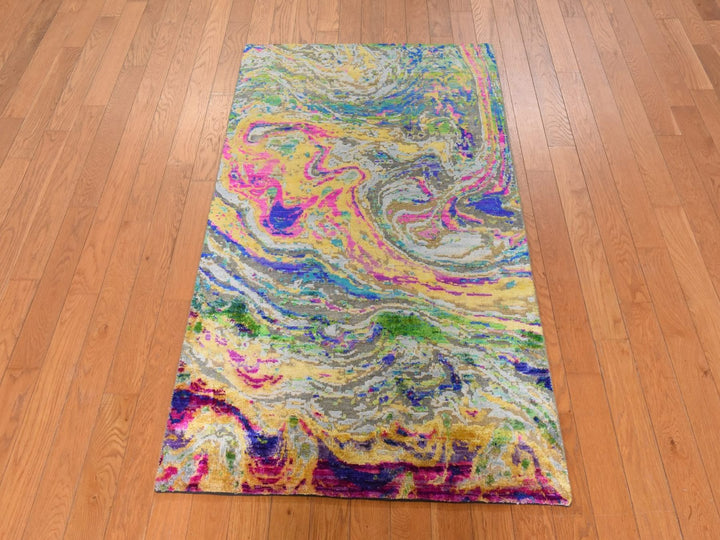 3'0" x 5'0" New Hand Knotted Multicolored Wool & Silk Rectangle Oriental Rug - MOA10278949