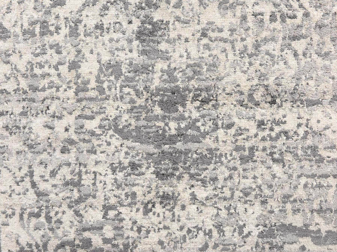 3'0" x 5'1" New Hand Knotted Grey Wool & Silk Rectangle Oriental Rug - MOA10278951
