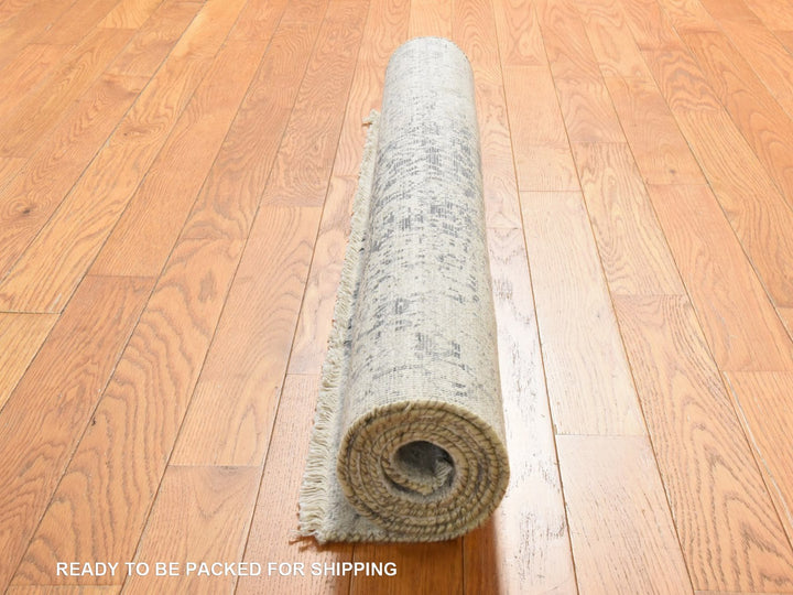 3'0" x 5'1" New Hand Knotted Grey Wool & Silk Rectangle Oriental Rug - MOA10278951